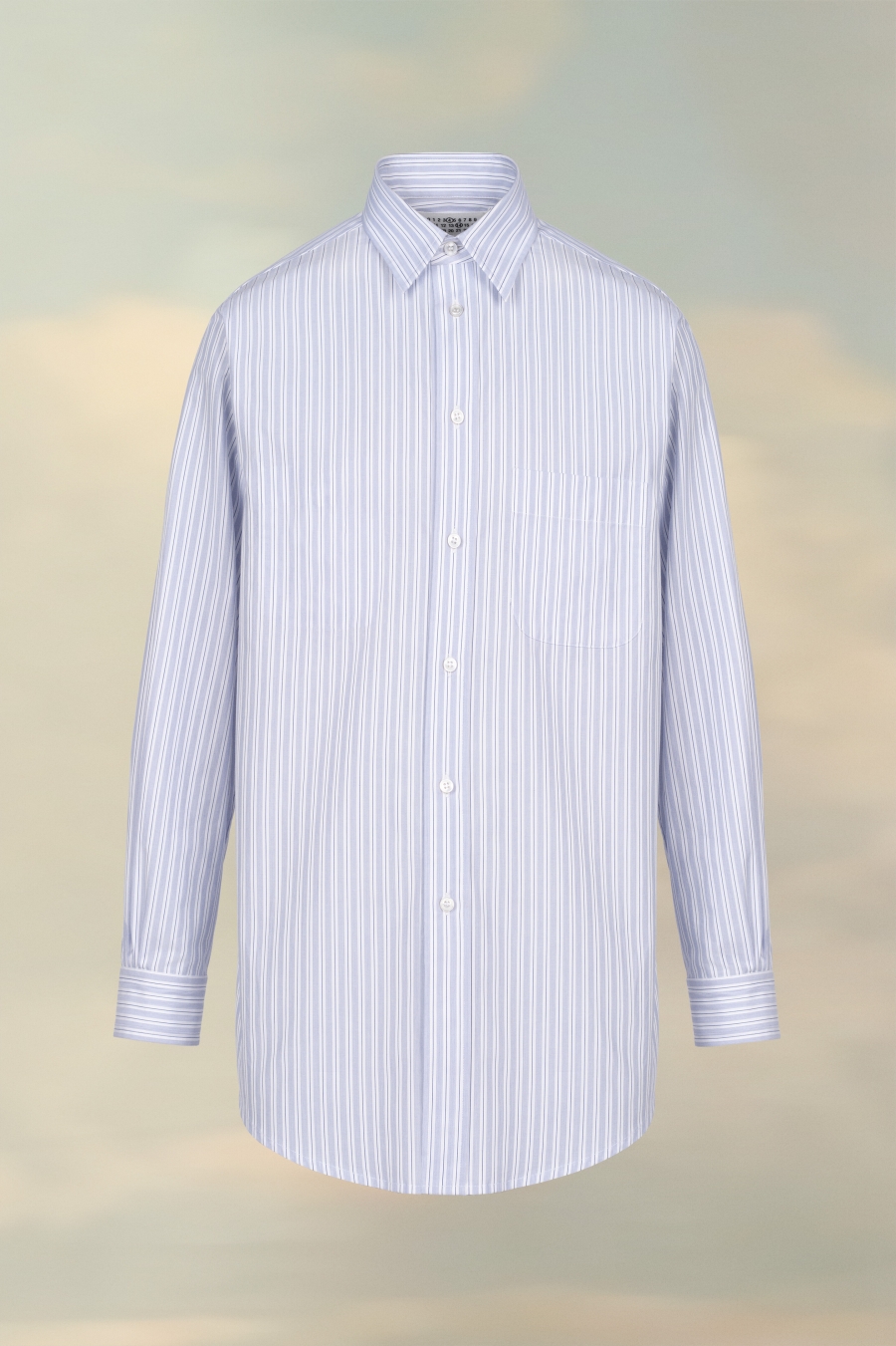 Camisas Maison Margiela Pinstripe Poplin Shirt Hombre Blancos Azules | 538629WSD