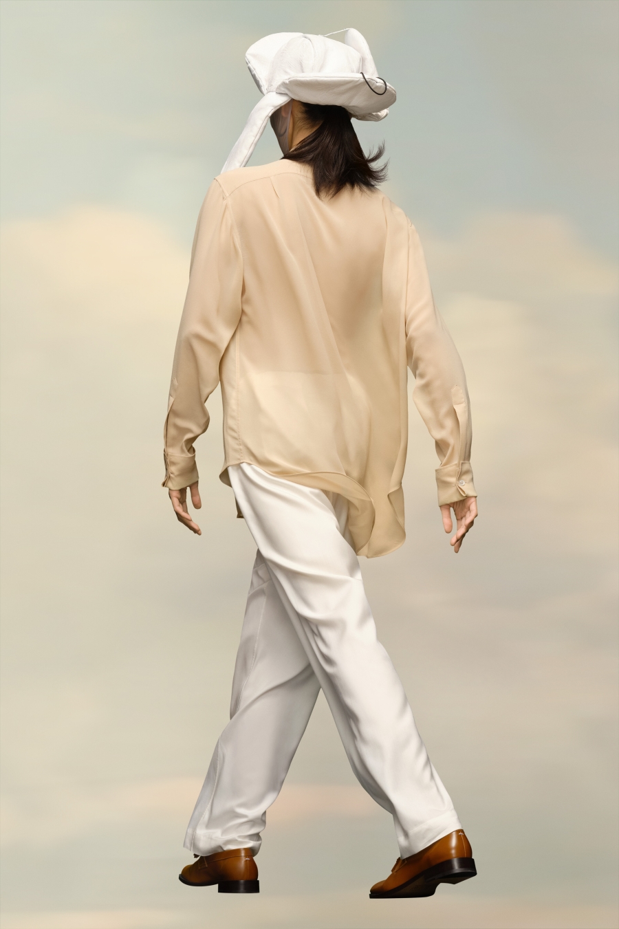 Camisas Maison Margiela Silk Georgette Shirt Hombre Beige | 207846AGL