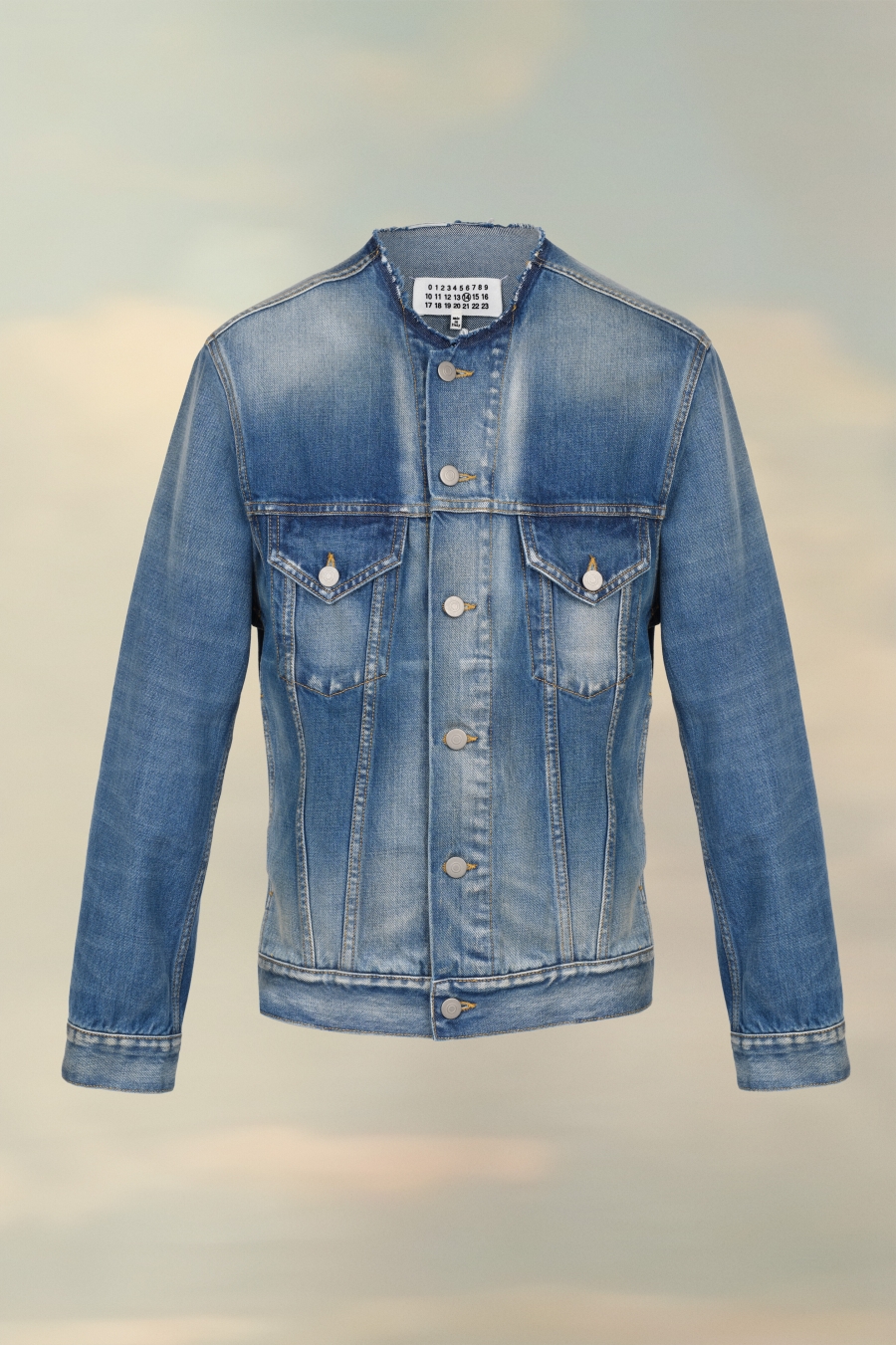 Chaquetas Maison Margiela Collarless Denim Mujer Azules | 190852HUJ