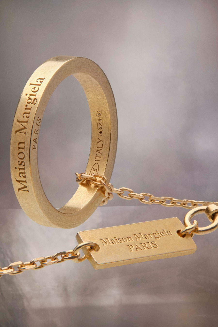 Joyería Maison Margiela Logo Ring Necklace Hombre Palladium | 209318GAB