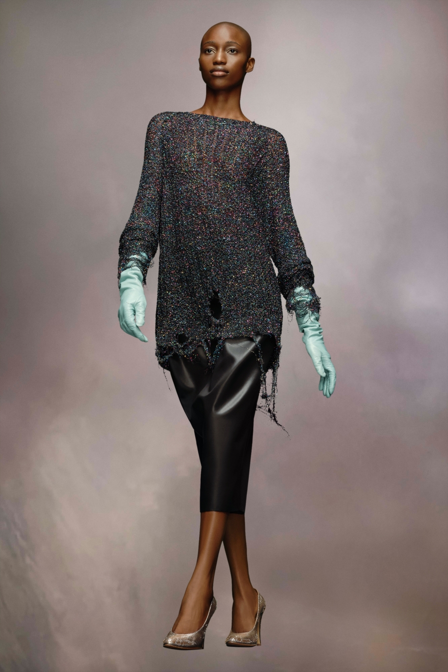 Prendas De Punto Maison Margiela Battered Sequin Knit Hombre Azules Oscuro | 504792VGI