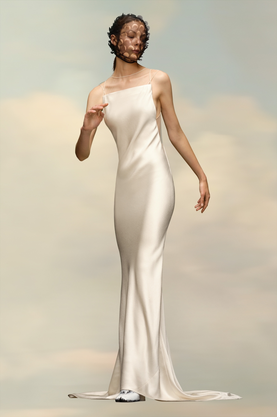 Vestido Maison Margiela Hammered Satin Gown Mujer Blancos | 178293LNE