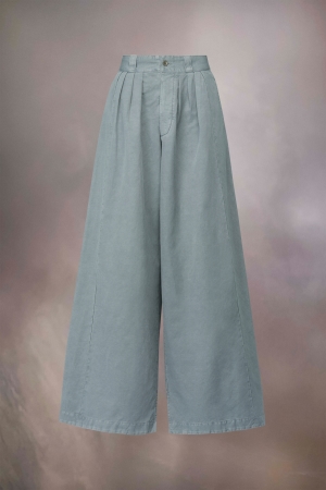 Pantalones Maison Margiela Algodon Linen Lona Mujer Azules Oscuro | 013689ELU